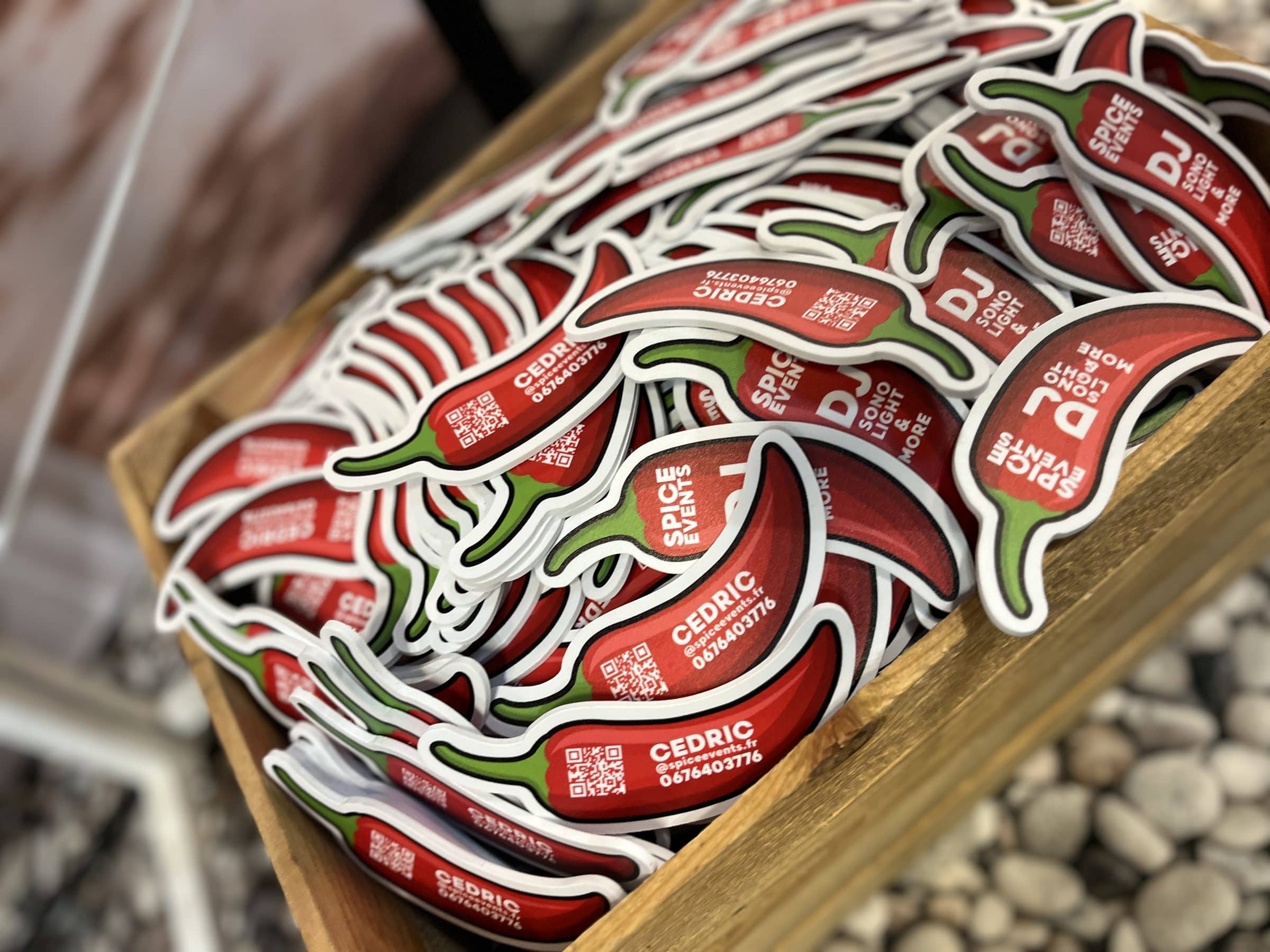 Cartes de visite Spice Events en forme de piment